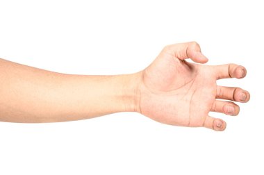 Bir şey gibi bir şişe tutan el kadar kapatın veya kırpma yoluyla izole üzerinde beyaz arka plan olabilir.