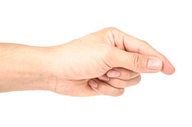 Elini tut sanal iş kartı, kredi kartı veya boş kağıt kırpma yolu ile beyaz arka plan üzerinde izole.