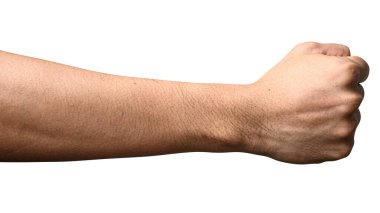 Görünür damarlar kolunu kapatmak ve kırpma yolu ile beyaz bir arka plan üzerinde izole el