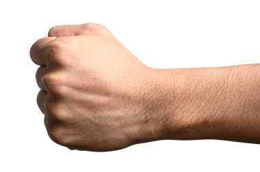 Görünür damarlar kolunu kapatmak ve kırpma yolu ile beyaz bir arka plan üzerinde izole el