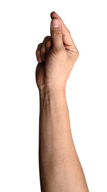 Elini tut sanal iş kartı, kredi kartı veya boş kağıt kırpma yolu ile beyaz arka plan üzerinde izole.