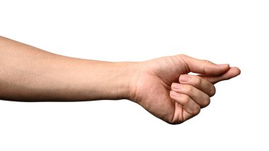 Elini tut sanal iş kartı, kredi kartı veya boş kağıt kırpma yolu ile beyaz arka plan üzerinde izole.