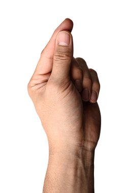 Elini tut sanal iş kartı, kredi kartı veya boş kağıt kırpma yolu ile beyaz arka plan üzerinde izole.