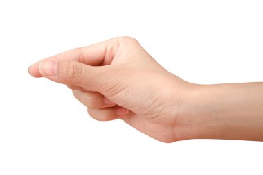 Elini tut sanal iş kartı, kredi kartı veya boş kağıt kırpma yolu ile beyaz arka plan üzerinde izole.