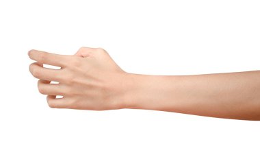 Bir şey gibi bir şişe tutan el kadar kapatın veya kırpma yoluyla izole üzerinde beyaz arka plan olabilir.