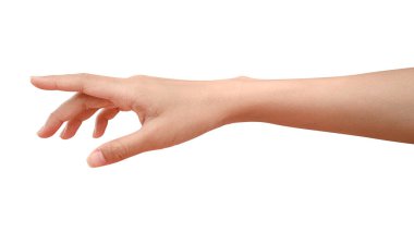 Elini uzat ve yardım etmeye ya da almaya hazır ol. Jest kırpma yolu ile beyaz arkaplanda izole edildi. Kurtuluşa uzanan ellere yardım etmek.