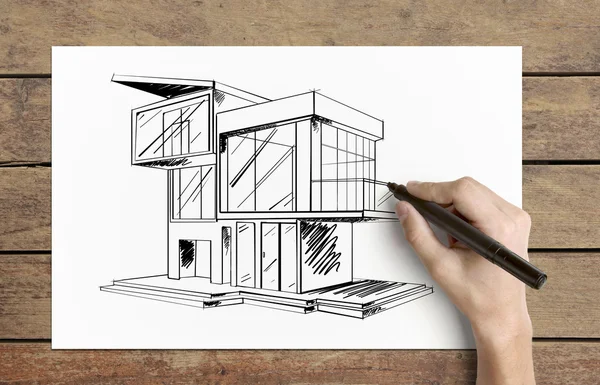 Drawing cottage — Stock Photo, Image