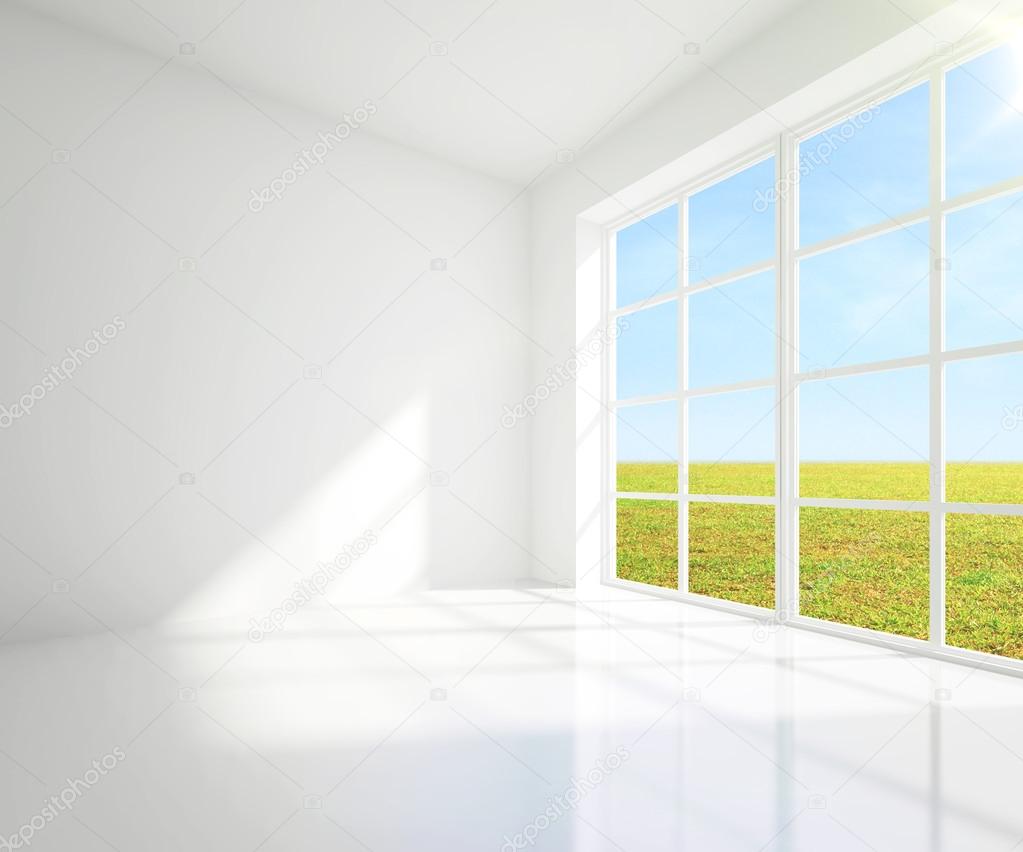 gray room and field