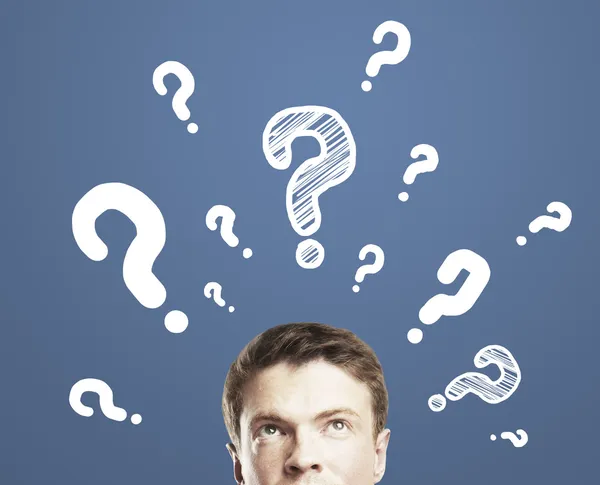Man with question mark — Stock Photo, Image