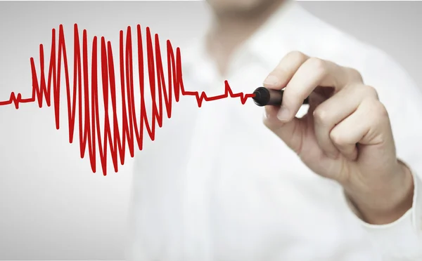 Drawing chart heartbeat — Stock Photo, Image