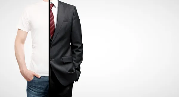 Man in suit and t-shirt — Stock Photo, Image