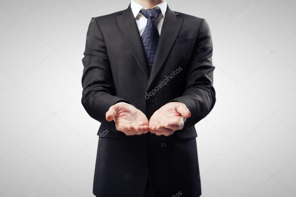 businessman with hand