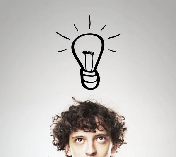 Man with lamp — Stock Photo, Image