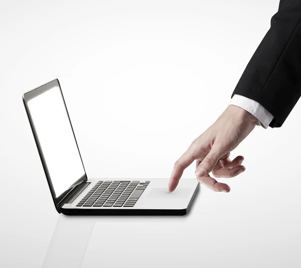 Laptop en hand — Stockfoto