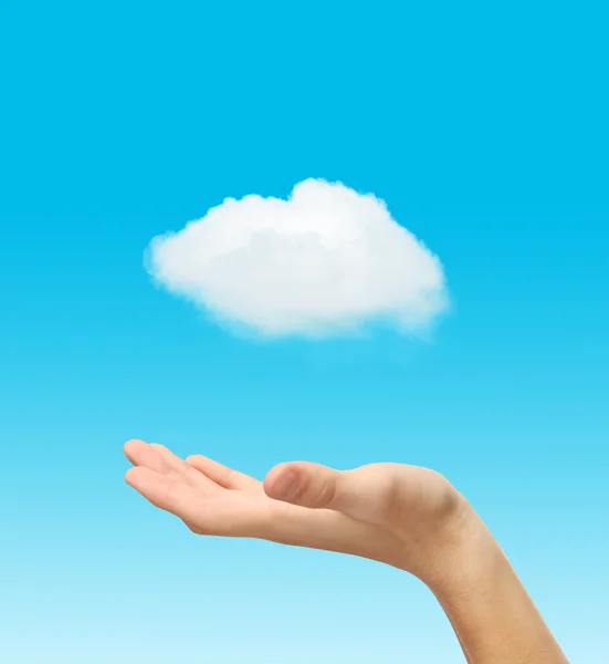 Hand and white cloud — Stock Photo, Image