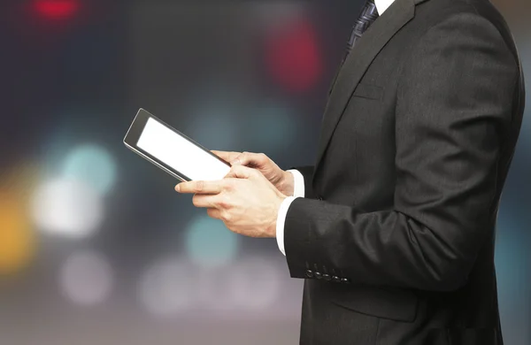 Man holding tablet — Stock Photo, Image