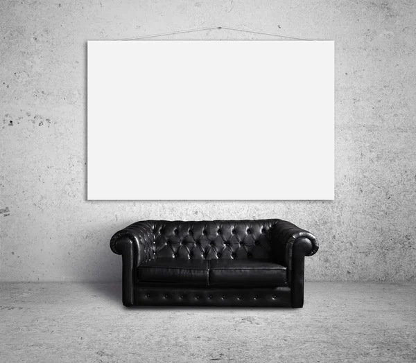Sofá e cartaz — Fotografia de Stock