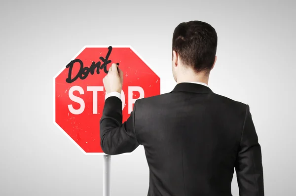 Drawing a dont stop sign — Stock Photo, Image