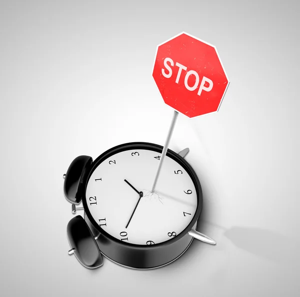 Road sign and clock — Stock Photo, Image