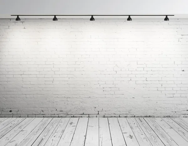 Sala de tijolo com lâmpada — Fotografia de Stock