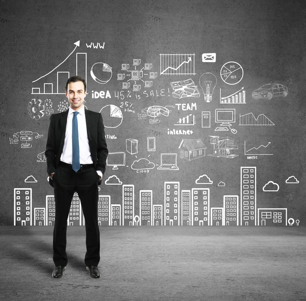 Uomo con business plan — Foto Stock