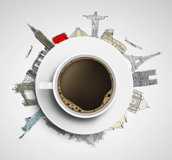 Koffie en colorized reizen — Stockfoto