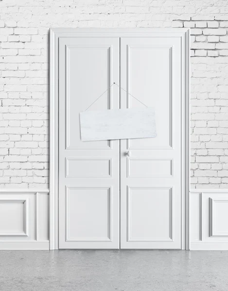 Door with empty plate — Stock Photo, Image