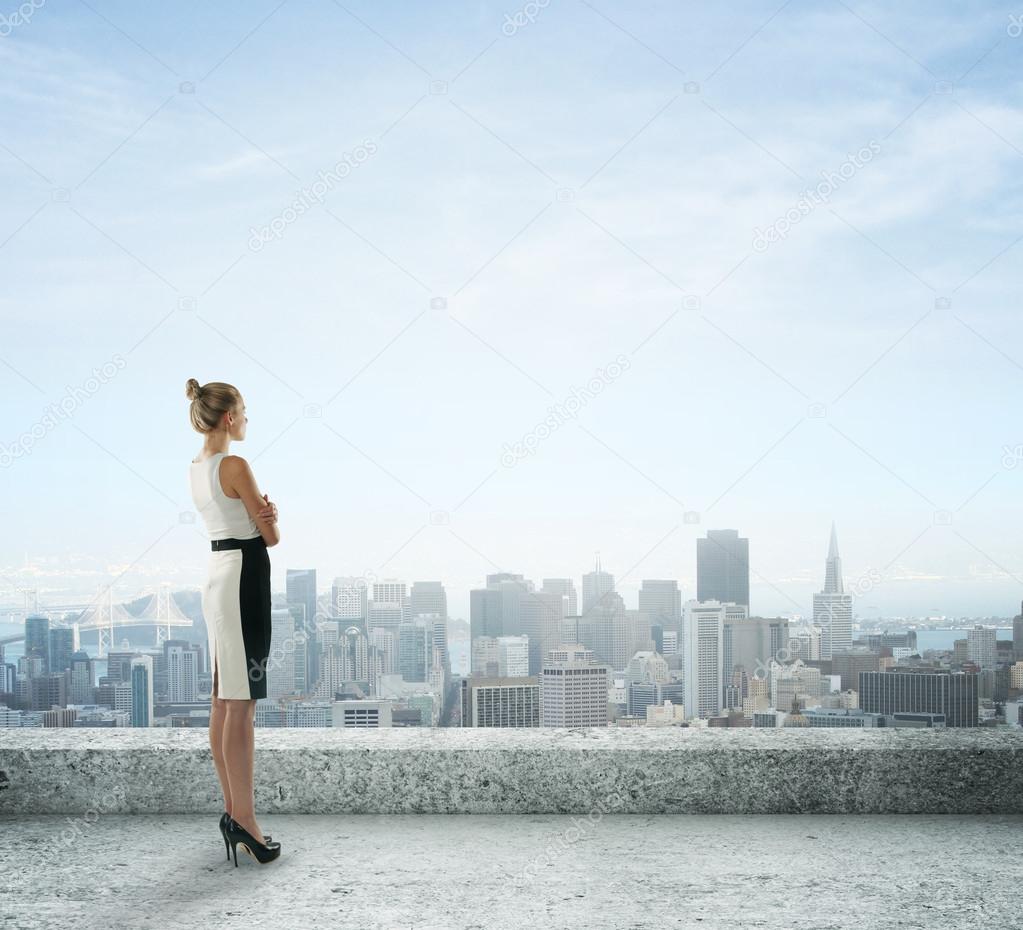 woman looking at city