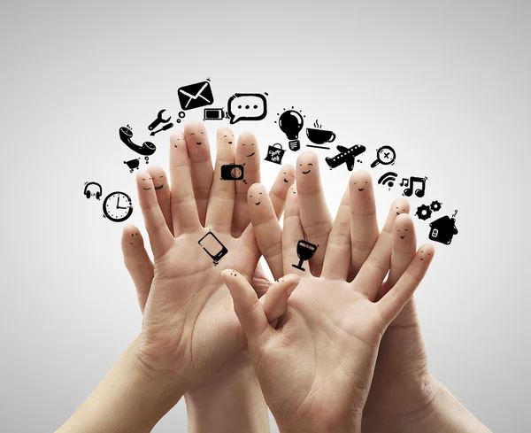 Group of finger smileys — Stock Photo, Image