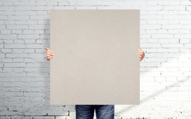 man holding poster clipart