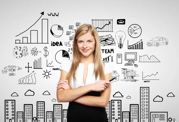 Woman and business strategy — Stock Photo, Image