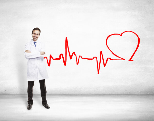 doctor and drawing cardiogram