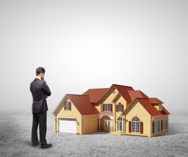man looking at house clipart