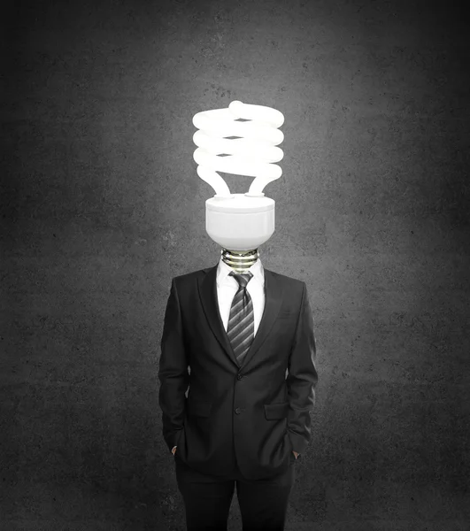 Uomo con lampadina — Foto Stock