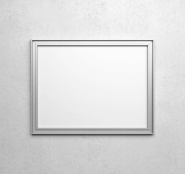 Silver frames on white wall