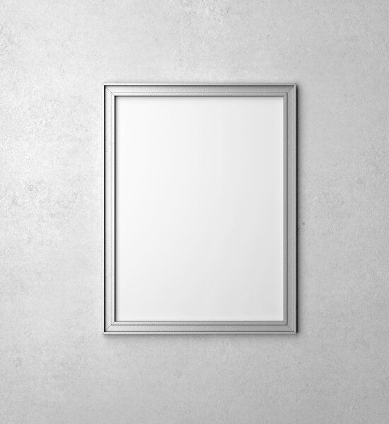 Silver blank frames on white wall