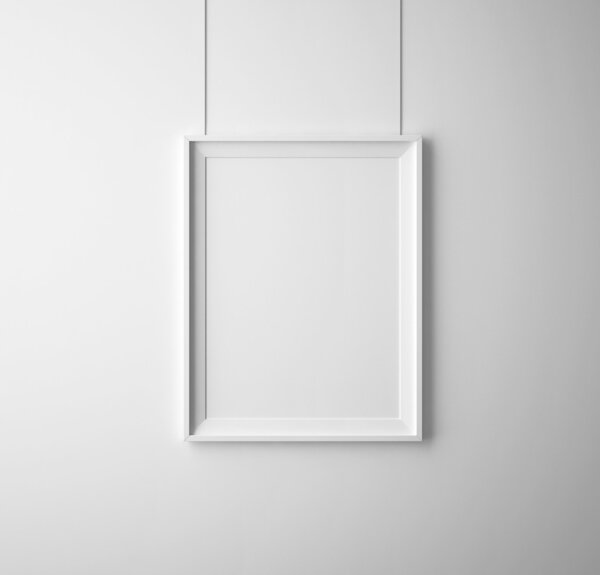 Blank paper poster on white wall