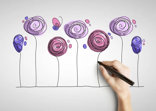 Hand drawing flowers — Stock Photo, Image