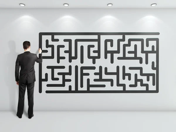 Homem desenho labirinto — Fotografia de Stock