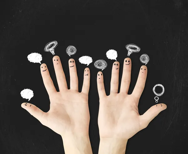 Hands with bubbletalks — Stock Photo, Image