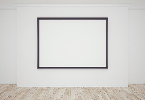 Blank frame with wooden parquet