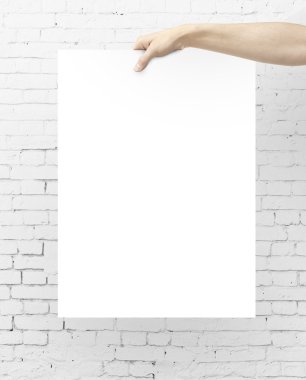 hand holding blank poster clipart