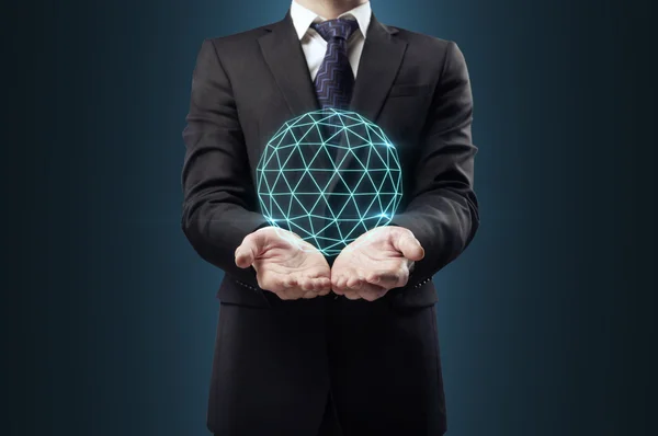 Man holding geospere — Stock Photo, Image