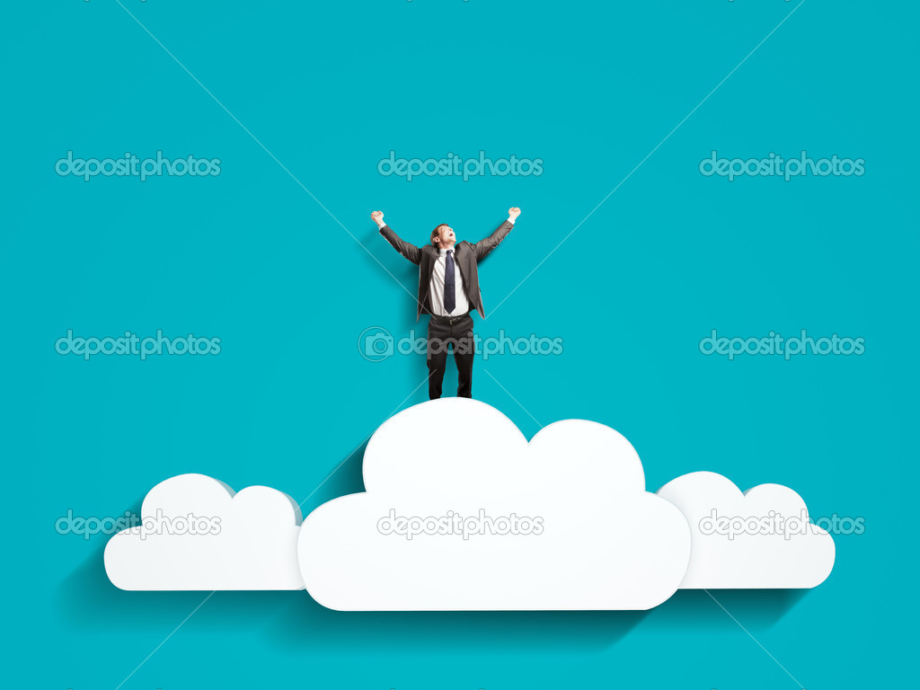 man on clouds