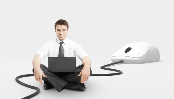 Man sitting with laptop — Stock Photo, Image