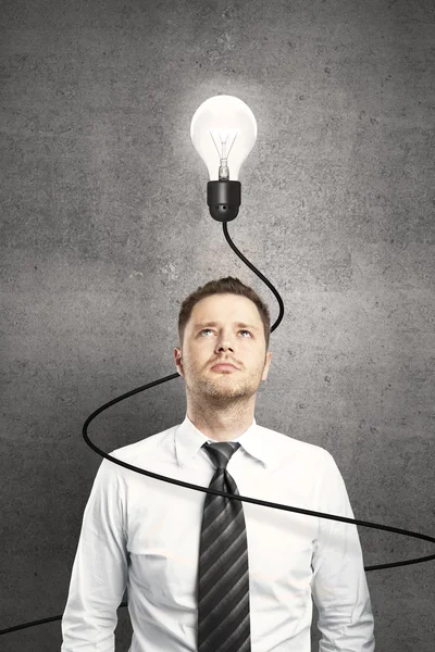 Man and lamp with cable — Stock Photo, Image