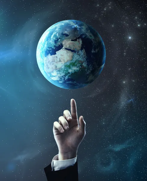 Pointing at earth — Stock Photo, Image