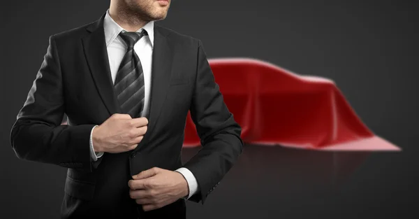 Businessman and car presentation — Stock Photo, Image