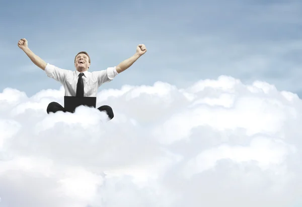 Businessman on cloud — Stock Photo, Image