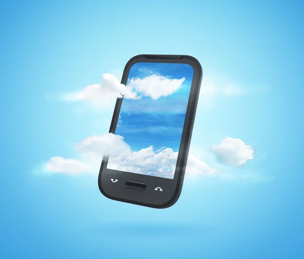 Telefon mit Wolken — Stockfoto